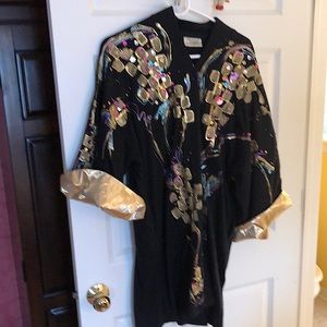 Vintage Magical Designs by Florence Edell hand painted and sequenced open jacket